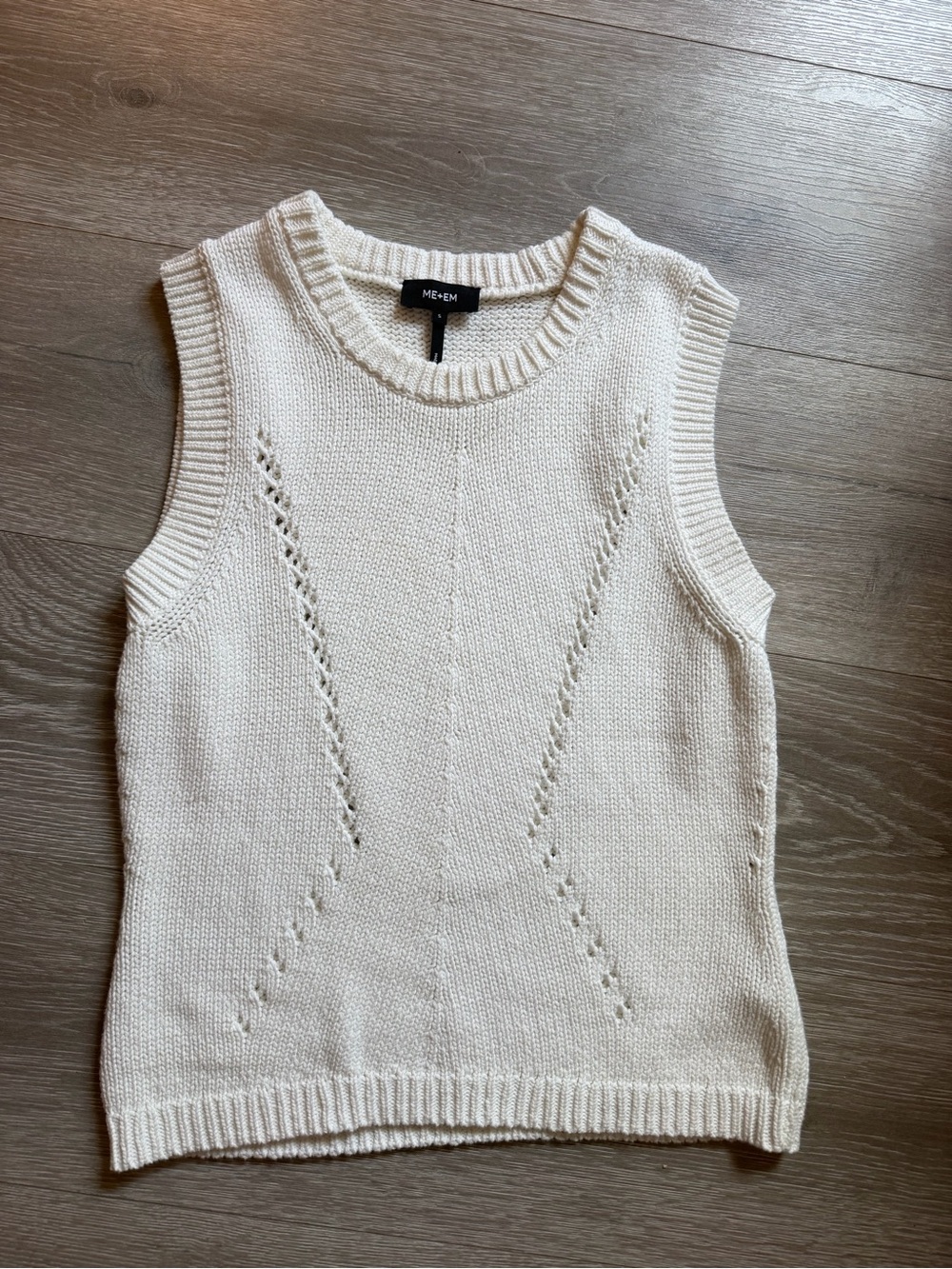 ME+EM white Knit Sleeveless Top